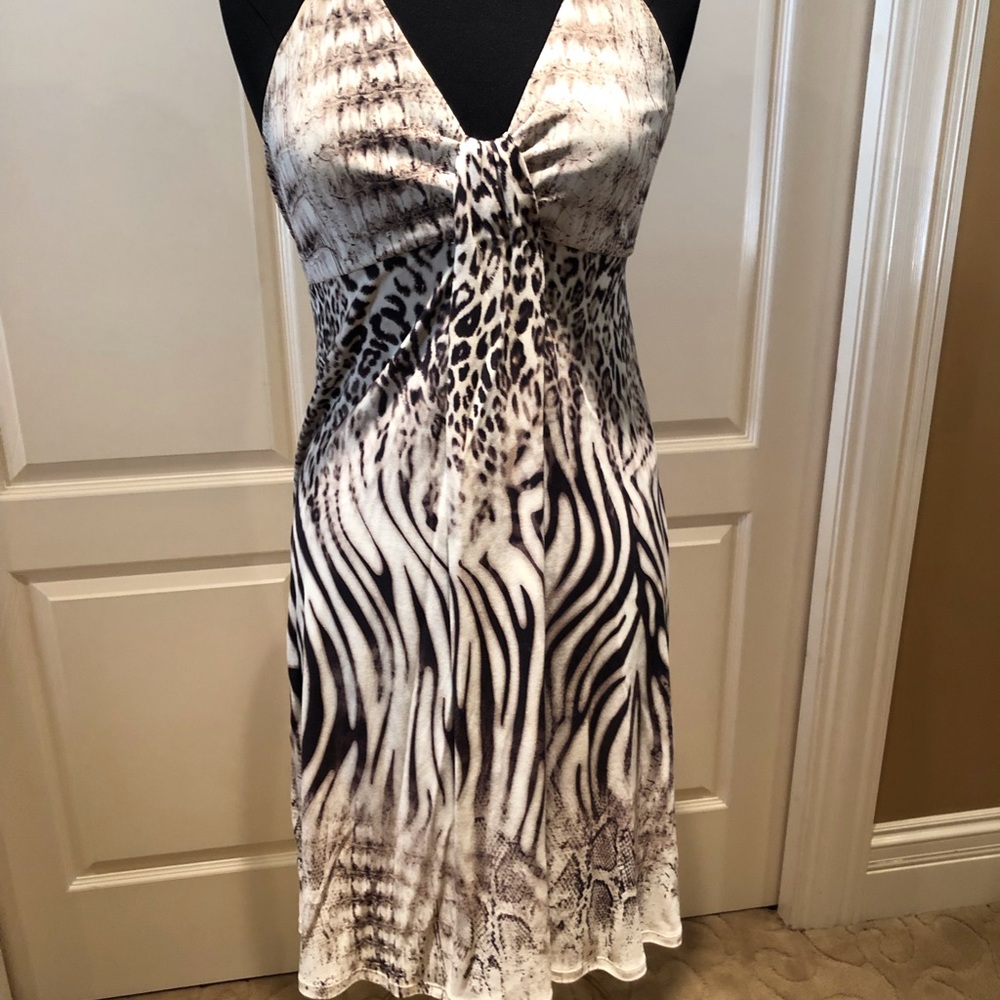 MarcCain Animal Print Halter Dress